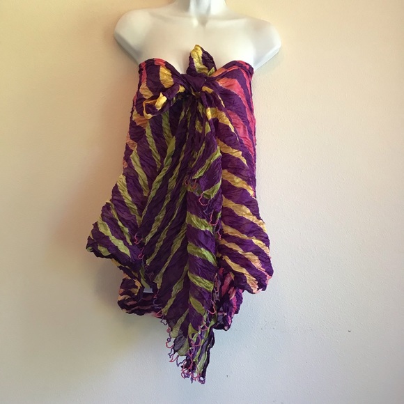 New Beach Purple Striped Scarf Wrap Pareo - Picture 3 of 6